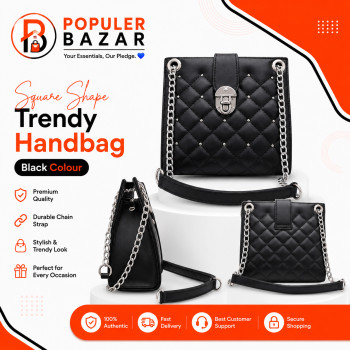 Square Shape Trendy Handbag Black Colour